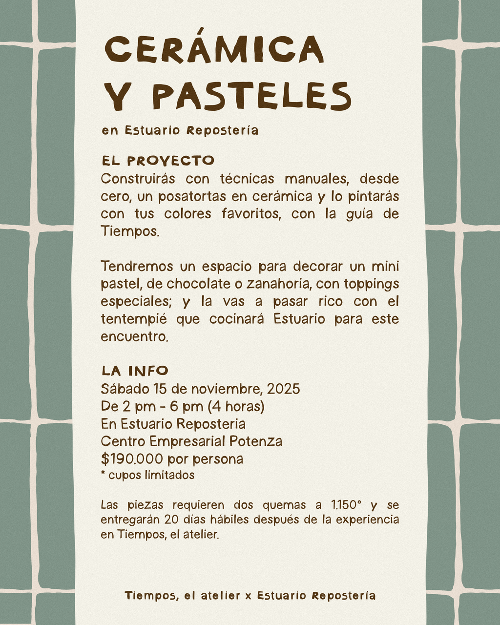 Cerámica y Pasteles en Estuario Repostería | 15 noviembre 2025