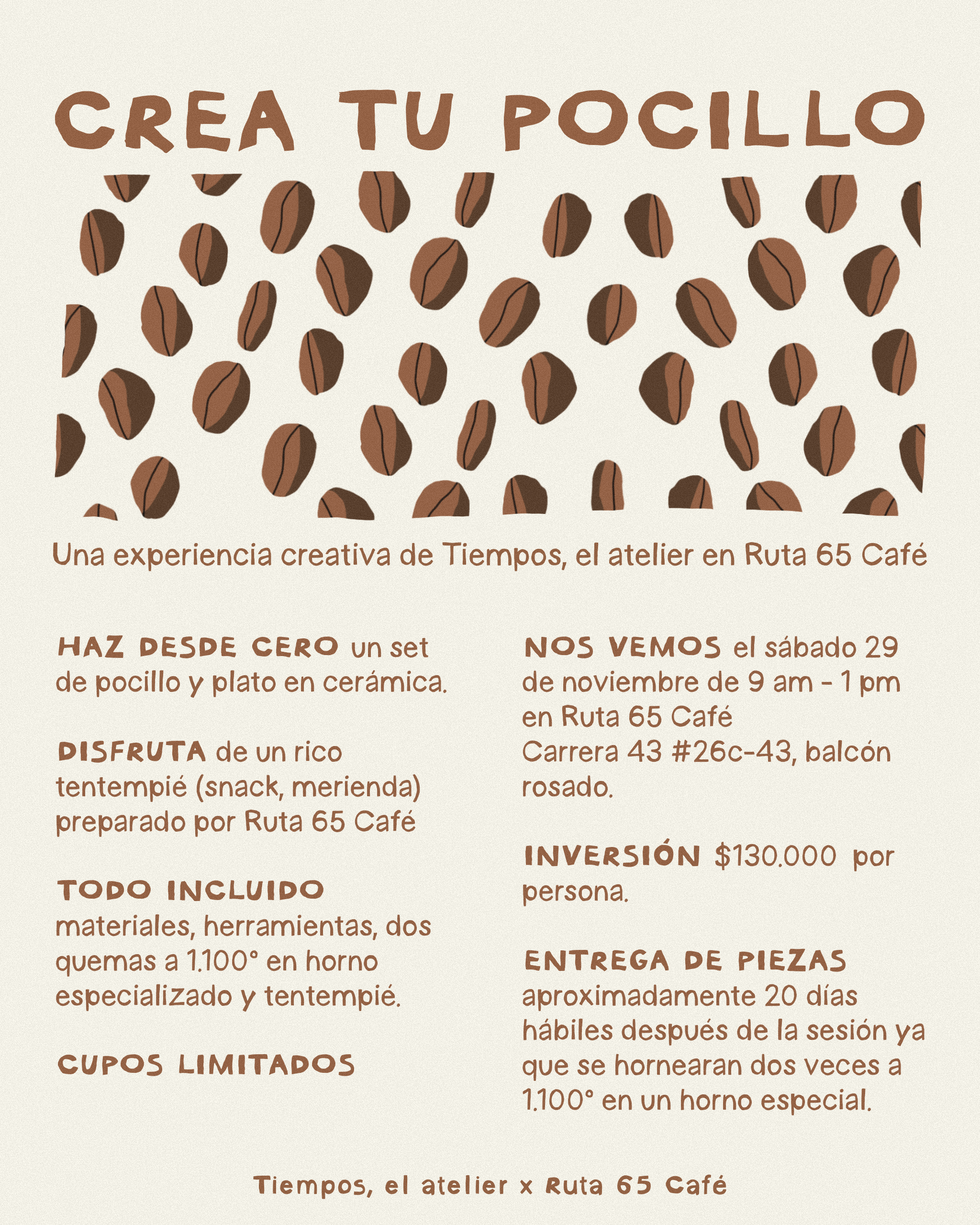 Crea tu pocillo en Ruta 65 café | 29 noviembre 2025